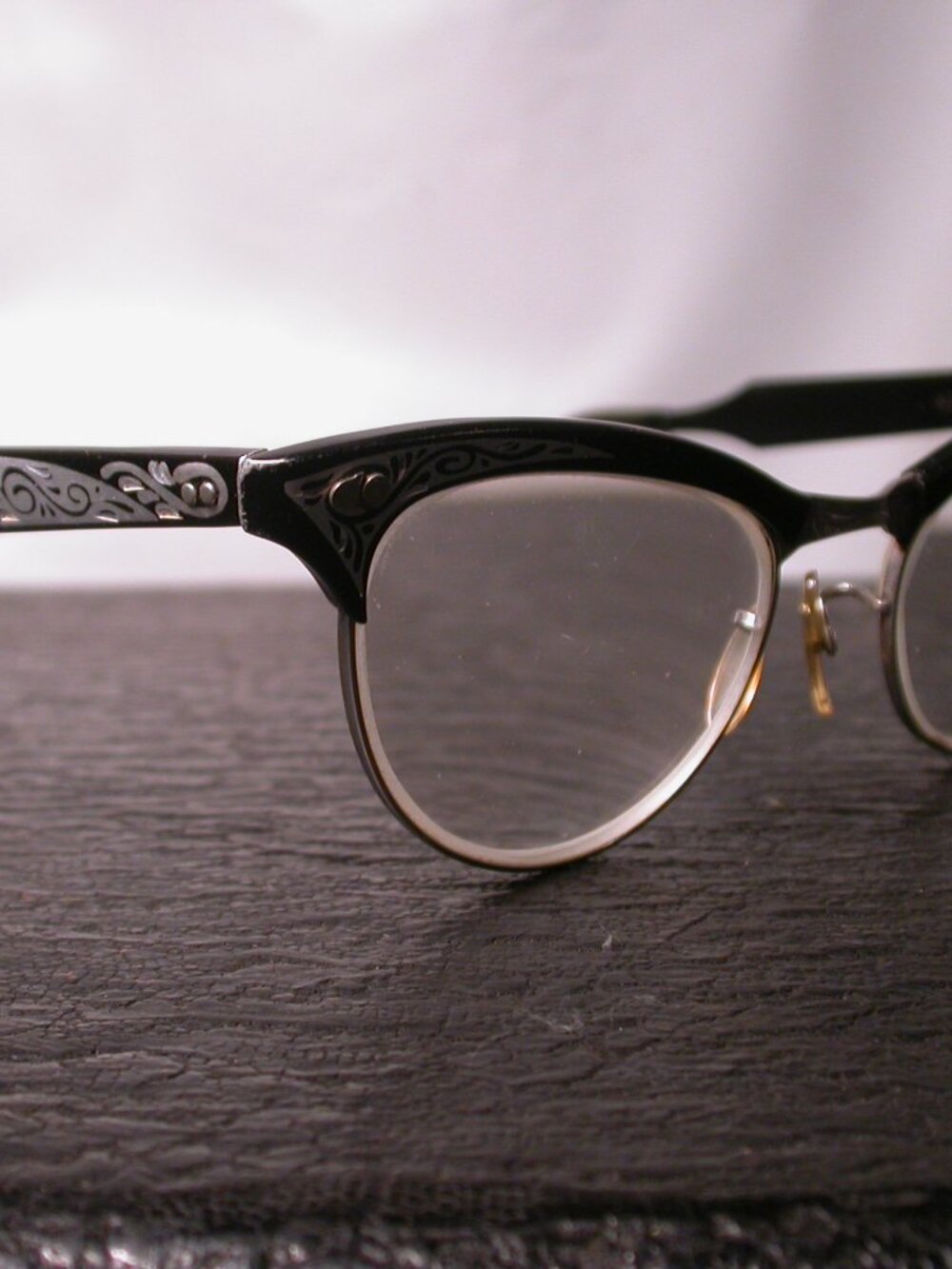 Vintage AO American Optical Black Cat Eye Frames Eyeglasses Made in USA